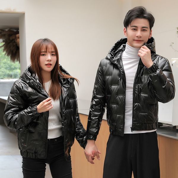 

a new style of 2020 pop bright face short down suit men's handsome winter coat short, Black