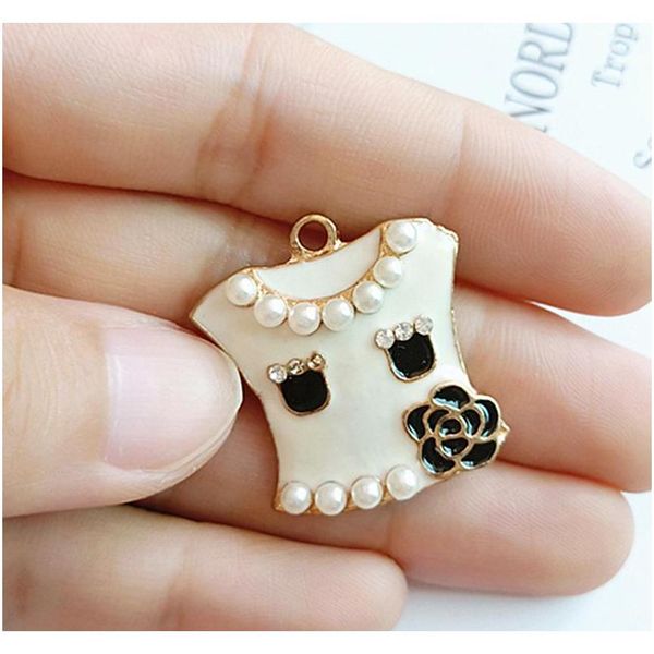 

cute dress camellia diy jewelry charms necklace bracelet mini pendant jewelry making components who sqcega new_dhbest, Bronze;silver