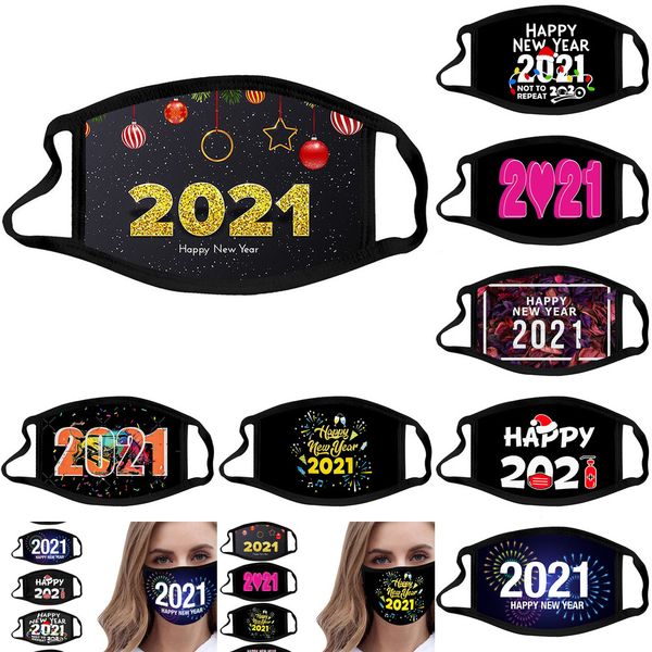 

mask designer happy new year face 2021 custom made facemask masque christmas decorations men women mouth masks cotton reusable 5 nlc97