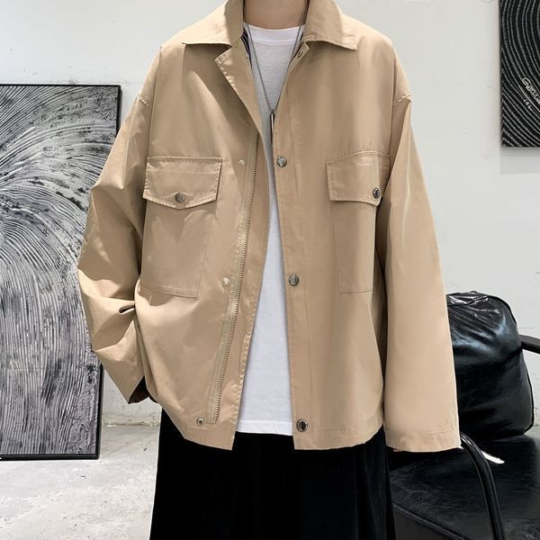 

2021 new autumn male working uniform loose baseball black cardigan jacket kpsb hbd1, White;black