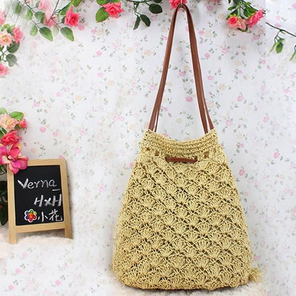 

ladies modern tassel straw knitted ladies handbag handbag shoulder bag perfect for holiday on the beach (beige