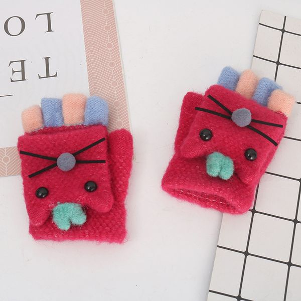 

new dual purpose flip warm lovely children's red outdoor riding gloves, Blue;gray