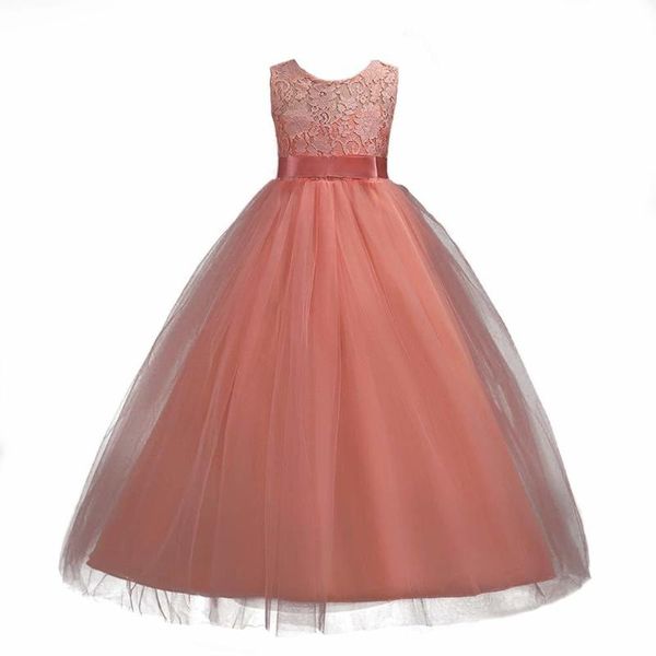 

girl's dresses girls lace dress long a line tulle wedding pageant party prom flower girl kids evening ball gown robe enfant mariage, Red;yellow
