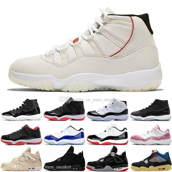 

new 11 11s 25th anniversary bred 4 4s guava ice black cat deep ocean basketball shoes 72-10 concord 45 sneakerskin men sports sneakers, White;red