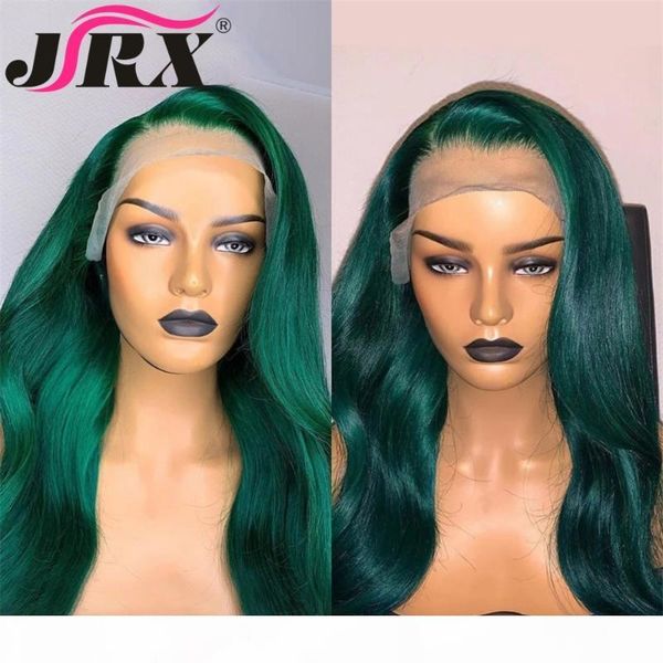 

jrx body wave lace front human hair wigs brazilian dark green colored lace closure wigs silky remy hair for black women, Black;brown