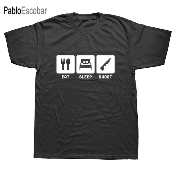 

eat sleep skeet shooting funny men summer cotton harajuku short sleeve streetwear black hoodie designers t shirts sweatshirt