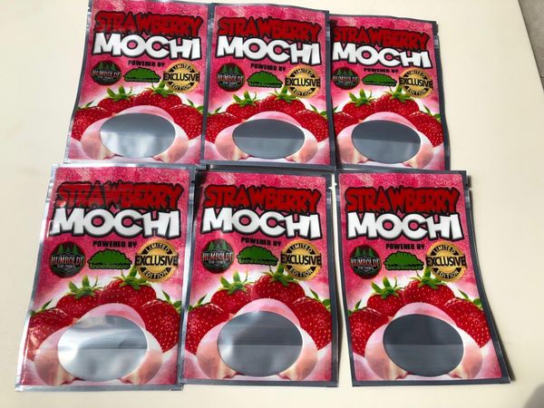 

strawberry mochi mylar label bag 3.5-7g mylar bags local empty bag edibles packaging bbygas bdetoys