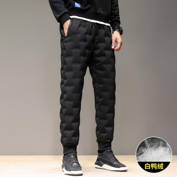 

men's pants winter down men wear slim and thickened white duck warm, Black
