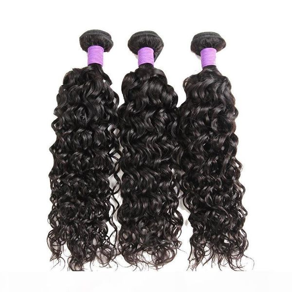 

brazilian malaysian hair weave natural wave water wave 100% unprocessed virgin hair bundles brazilian malaysian remy human hair extensions, Black
