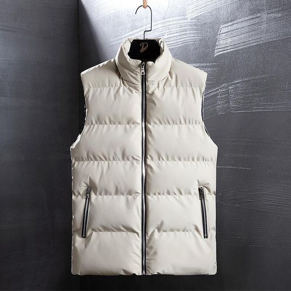 

men's vests mens outdoors vest men winter jackets man thick sleeveless coats male warm padded waistcoat fashion plus size gilet1, Black;white