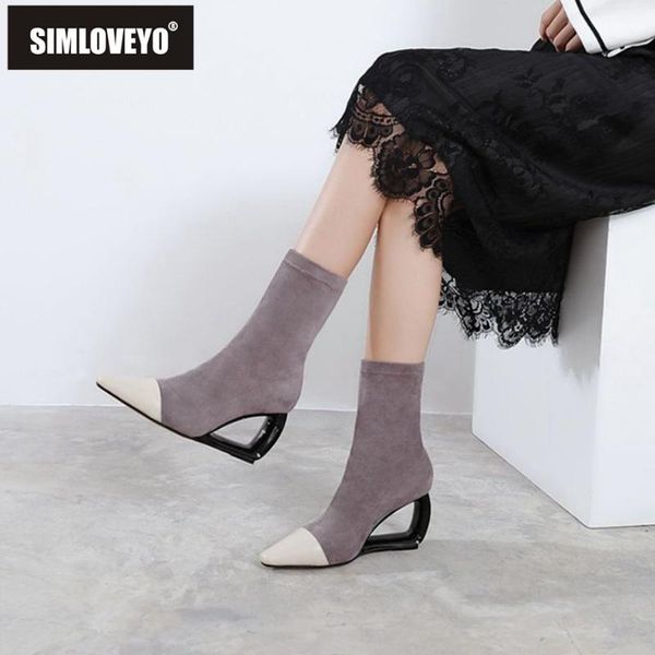 

simloveyo площади toe странный стиль пятки неподдельной leathen теплый лоскутная короткий плюш снег сапоги черный серый размер 33-43 зимняя, Black