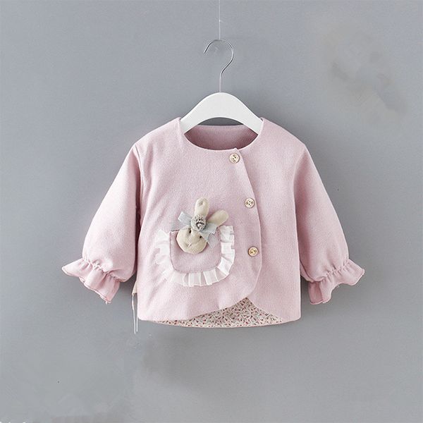 

2021 new clothes spring jackets infants princess baby girls outwear coat with rabbit pocket 0-2y vub0, Blue;gray