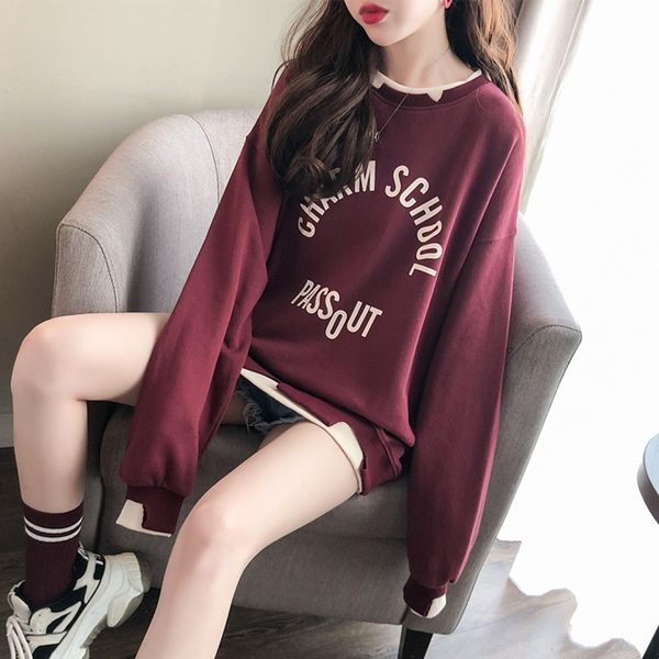 

vweom women's hoodie fake cec loose ins new spring korean style coat 2019 hoodie trendy and autumn super popular two-piece long sleeve, Black