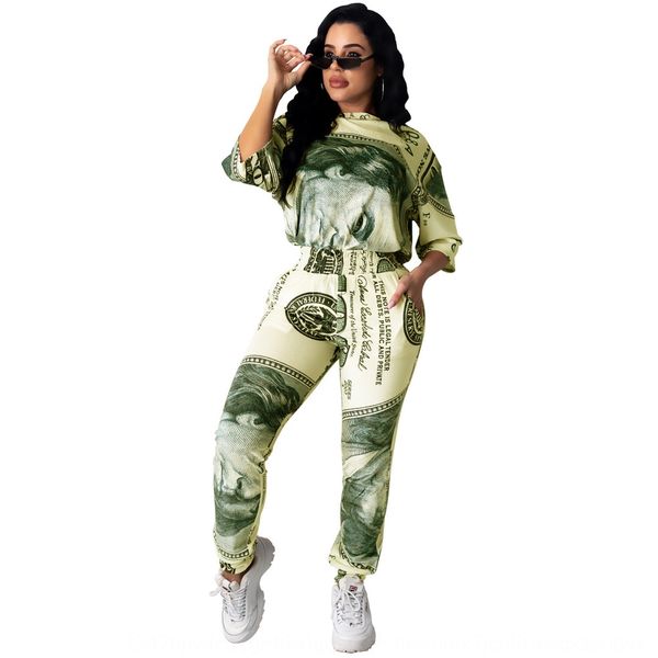 

a8600 women's fashion casual dollar printed suit a8600 sportswear women's fashion casual dollar printed sportswear suit rklio, Gray