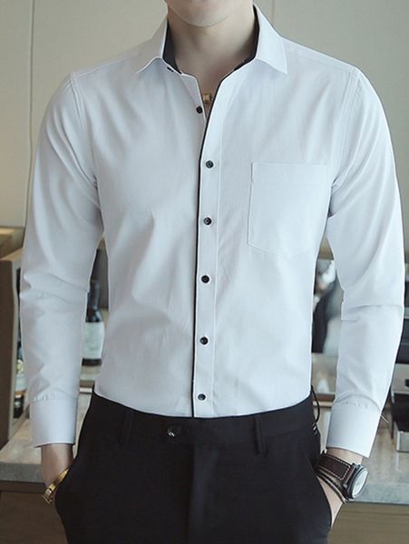 

men pocket front button front shirt h04h#, White;black
