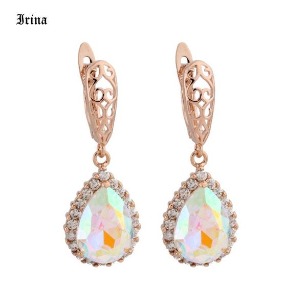 

luxury big cubic zircon drop earring colorful crystal water earrings for women party wedding princess wears earrings jewelry, Silver