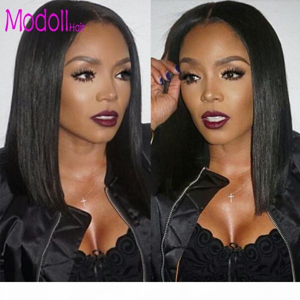 

short human hair lace front wigs pre plucked with baby hair for black women brazilian remy human hair 613 lace ombre wig, Black;brown