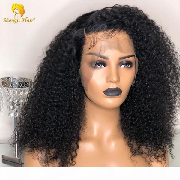 

360 lace frontal wig brazilian remy human hair wig pre plucked with baby hair curly 370 lace front for black women shengji, Black;brown