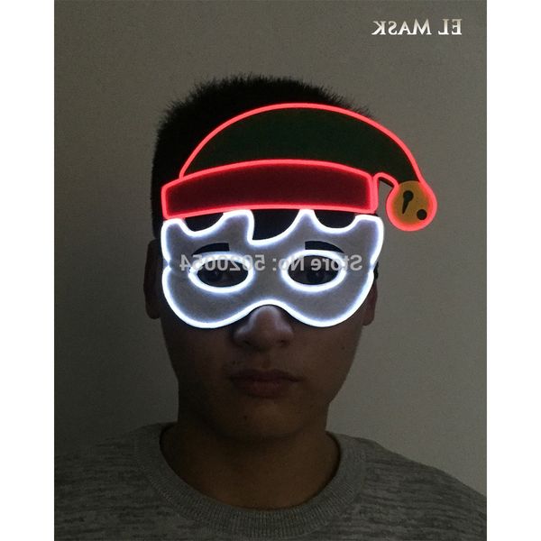 

led neon selling kawaii luminous christmas festival cosplay light up glowing mask powered by dc-3v 2aa batteries