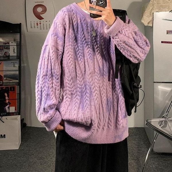 

winter korea clothes new pullover sweater male round neck vintage loose casual tie dye harajuku couple knit sweater1, White;black