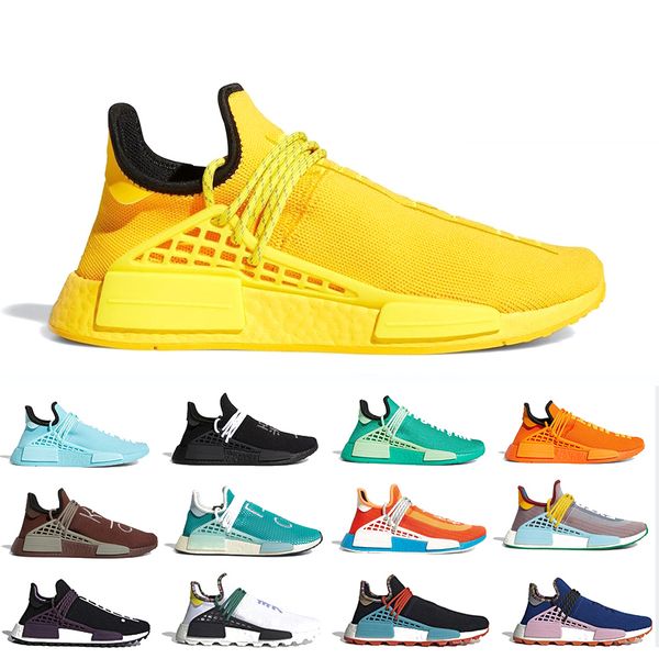 

pharrell williams pw nmd human running shoes race hu size 36-45 bright yellow womens sport shoes extra eye orange white black trainers mens