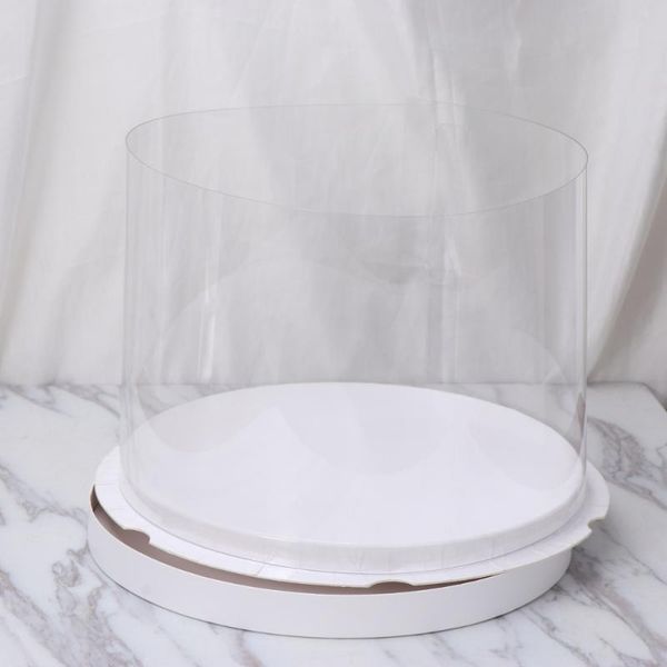 

transparent cake box round cake packaging boxes organizer for home dessert shop (white single-layer) (6inch)