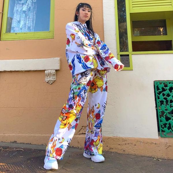 

2020 autumn winter women long sweatshirt pullover oversized hooded streetwear festival clothing gothic flame print loose, Black