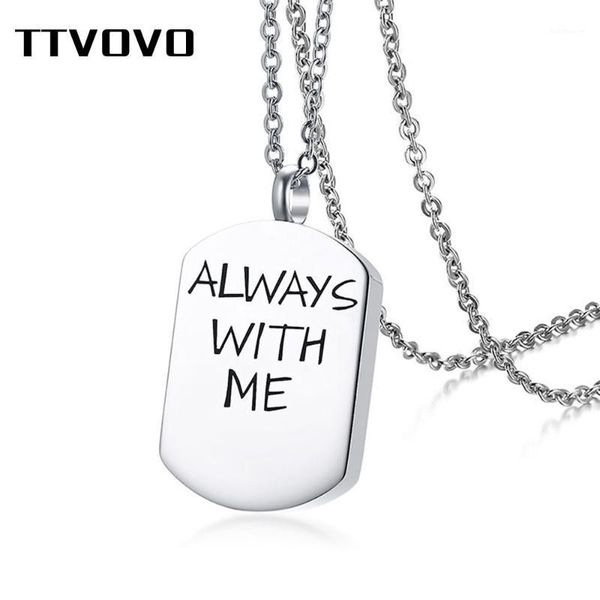 

ttvovo urn necklaces for ashes "always with me" dog tag stainless steel cremation jewelry memorial keepsake pendant necklace1, Silver