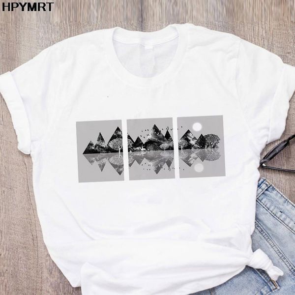 

2020 new summer aesthetics landscape tshirt women's beautiful graphic t-shirt harajuku fashion tshirt tees female clothing, White