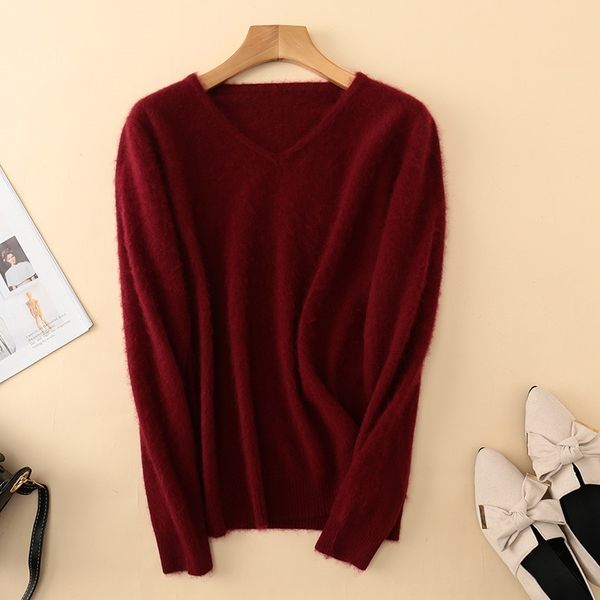 

2021 new shirt sweater neckline in plain view cashmere vison winter women fxrn, White;black