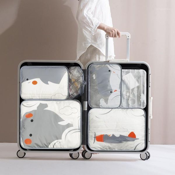 

6pcs travel storage bags packaging bags bag eco friendly clothes storage organizer whale design travel organizer set1