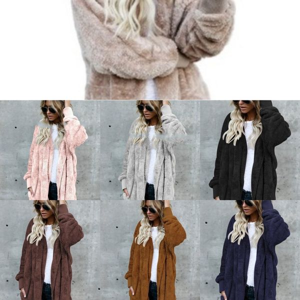 

женская осень и зима теплая верхняя средней длины двусторонний теплое пальто coatfur coatwear анти-меховых пальто tnkfs, Black