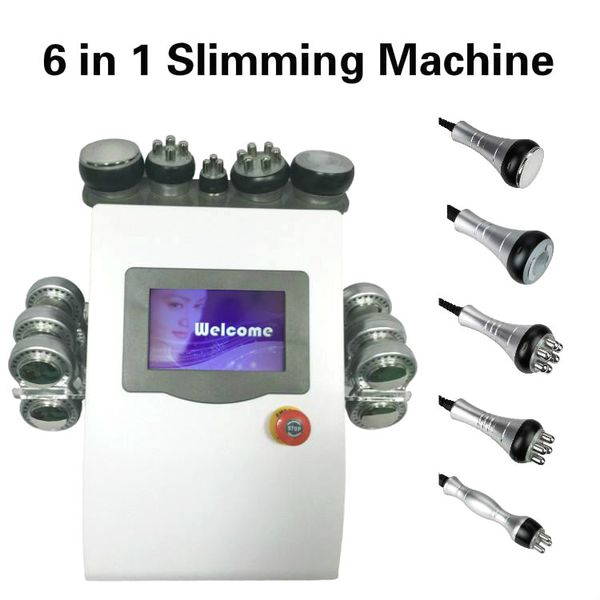 

professional 6 in 1 ultrasound diode lipo laser slimming skin tightening system rf vacuum cavitation fat reduction cellulite removal machine, Black