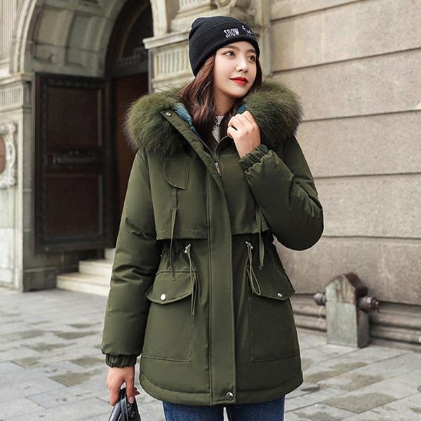 

airgracias winter 2020 new ladies parka coat plus velvet thick warm cotton hooded jacket short fashion thickness outerwear, Black