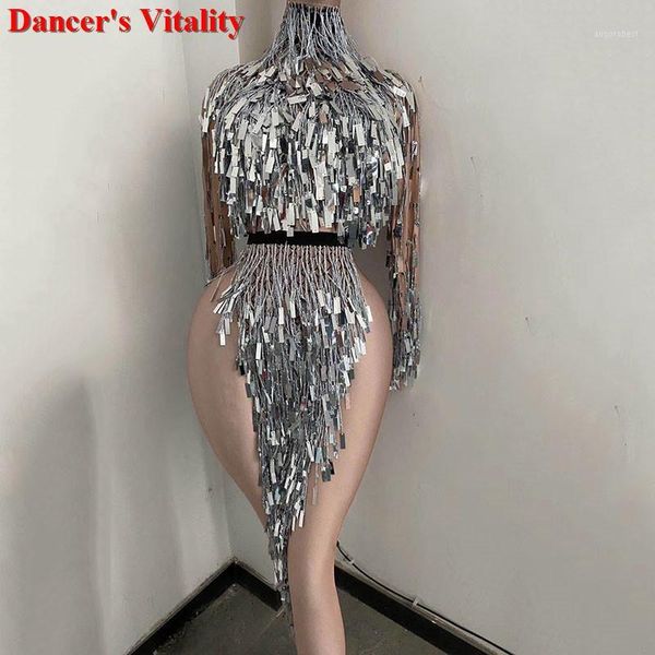 

stage stumes for singers ds sequin bodysuit spandex long sleeve dance costumes dress high fork women's birthday party costumes1, Black;red