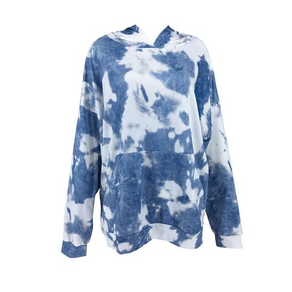 

женщины 2 шт top брюки костюм tie dye printed полная длина рукава обычная капюшоном воротник hoodie брюки наборы, Gray