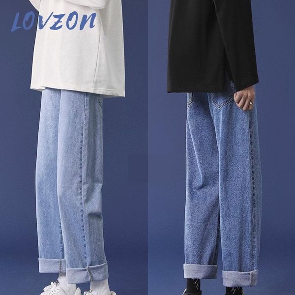 

men's jeans lovzon men streetwear blue 2021 black korean fashions harem pants male denim handsome casual japanese