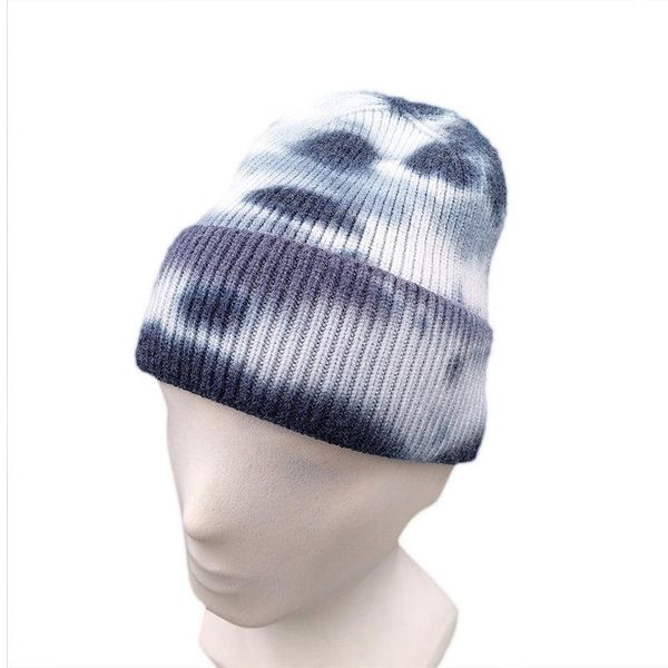

hat winter women's tie-dye knitted ladies hat beanie print winter accessories for women bucket hats casual caps, Blue;gray