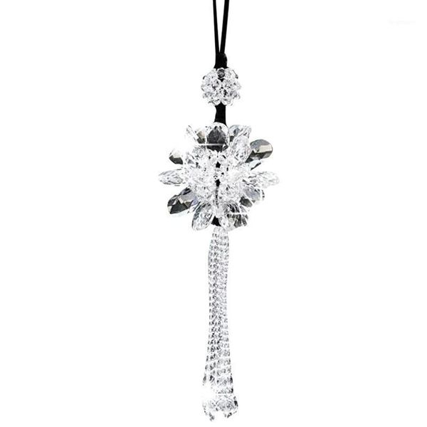 

car accessories crystal flower car ornaments rearview mirror pendant decoration interior1