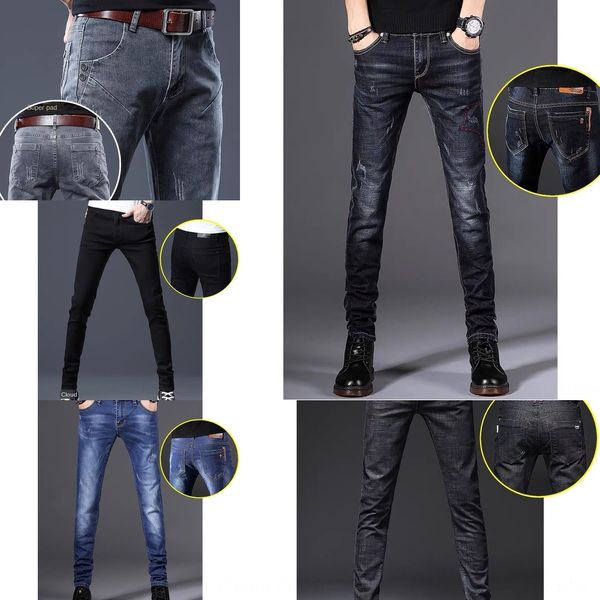 

uy1l european american ripped streetwear men039;s jeans skinny fit homme fashion jeans punk broken pants destroyed hip hop men, Blue