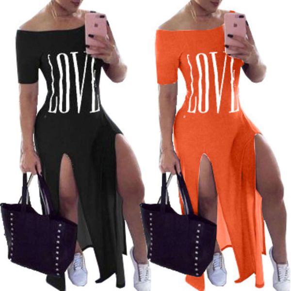 

q504 women's long love letter dress hot, Black;gray