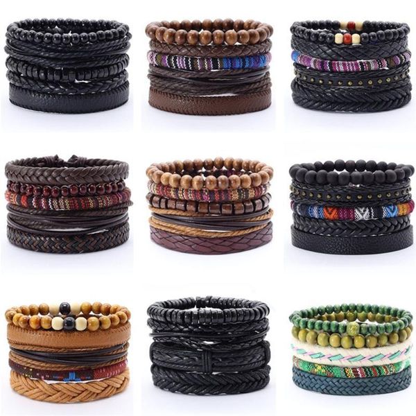 

fashion 5pcs/set boho punk wrap charm leather bracelet men homme bileklik accesorios pulseras mujer bracelets for women jewelry1, Golden;silver