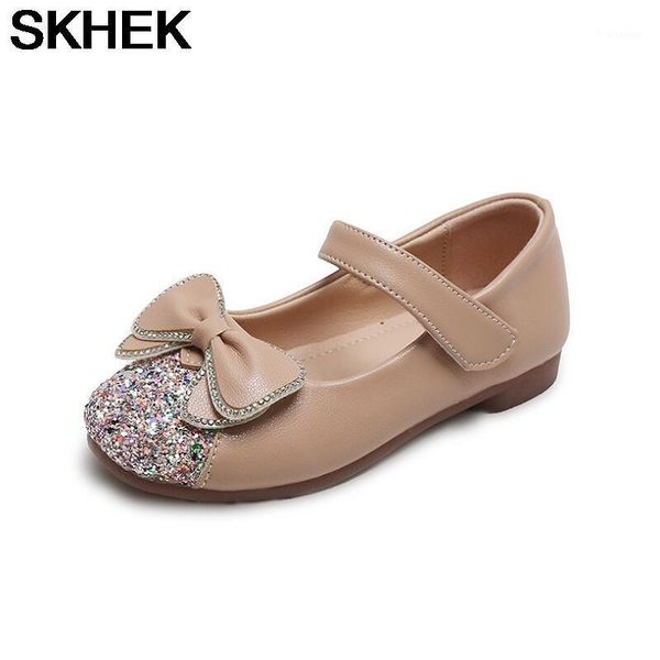 

skhek children' fashion shoes for girls big kids dress shoes with rhinestone crystal flats pearls princess wedding party1, Black;grey