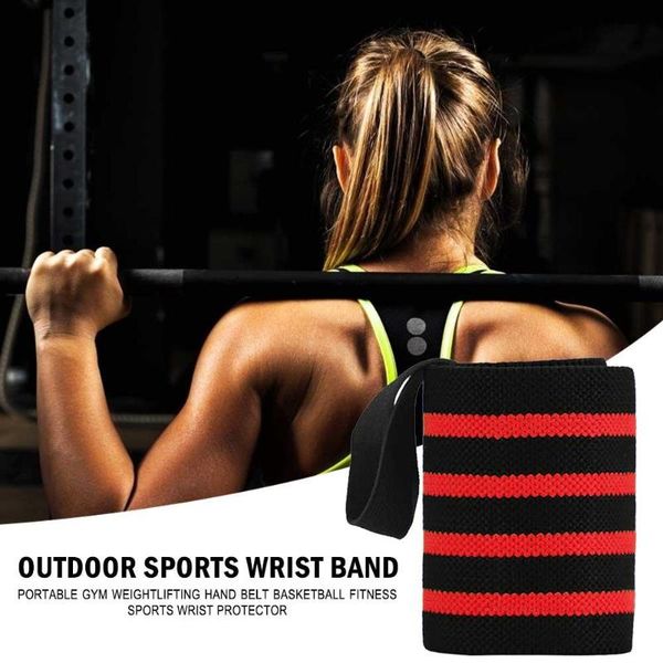 

wrist support waist band hit color portable elastic durable sports bands weight lifting straps gym hand belt, Black;red