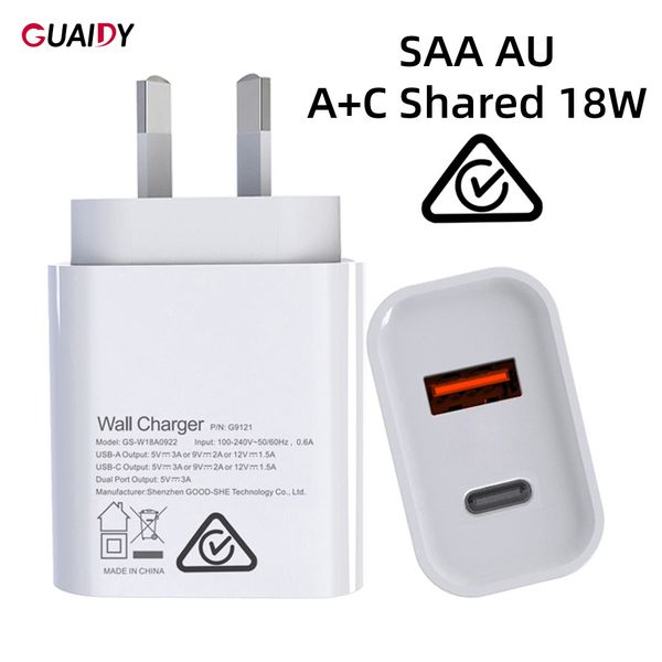 

au charger type c usb pd 18w qc3.0 mobile phone power adapter universal for xiaomi redmi iphone samsung accessory smart porable