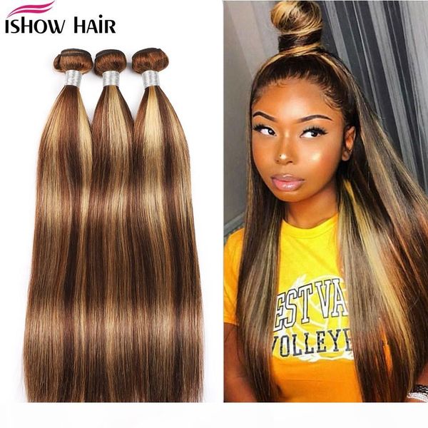 

ishow hair weaves bundles weft straight highlight 4 27 ombre color human hair bundles brazilian indian peruvian virgn human hair extensions, Black