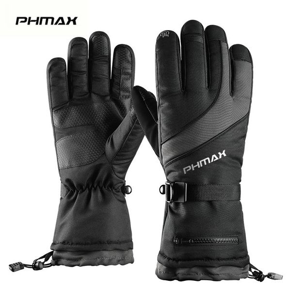 

phmax winter ski gloves men women thermal fleece snowboard gloves touchscreen waterproof warm gloves for skiing skating riding 201019, Blue;gray