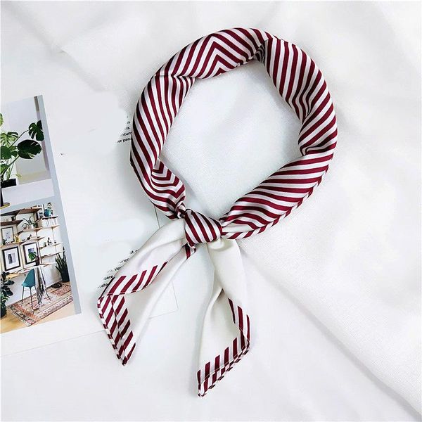 

женщины площадь шарф мода полосатый печати шелковый шарф атласные шейный офис леди платок бандан элегантных малый шарфы sqcvsp, Black