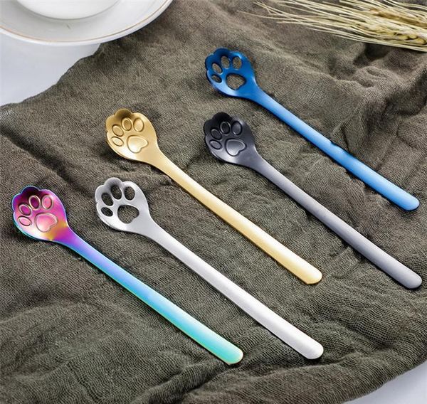 

starbucks coffee spoon sugar spoon creative cat paw design colored stainless steel 3 jlllem mx_home