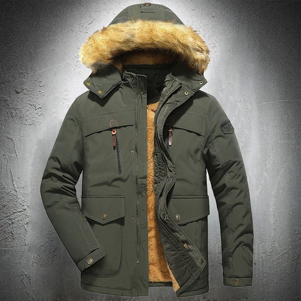 

2021 new men's winter collar parka men thicken outdoor jacket hood fur lined warm fashion coat 6fqu, Black